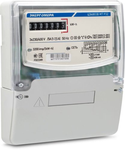 Счетчик электроэнергии 3Ф однотарифный Энергомера ЦЭ-6803В М7Р32  60/5 Т1 D 230/400В  картинка